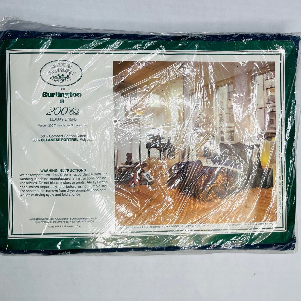 Laura Ashley Twin Flat Sheet/Fitted Sheet Set Nutmeg Navy New woven 200 threads - Picture 3 of 6